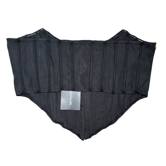 Pretty Little Thing Women’s 14 Black Diamanté Fringe Detail Corset Top NEW - Picture 5 of 7
